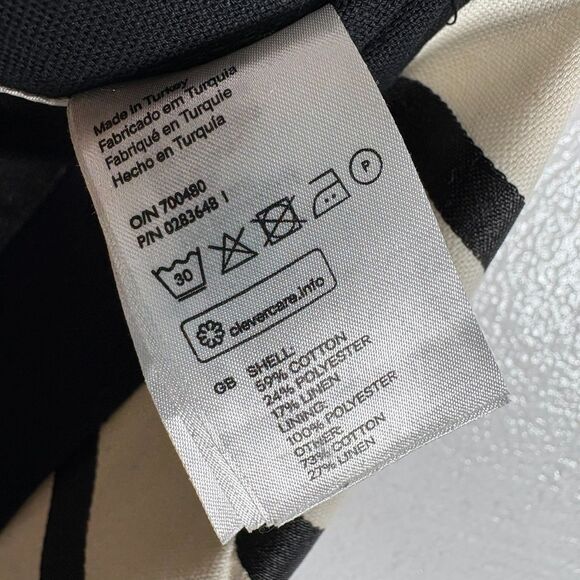 H&M Linen Blend Asymmetrical Skirt Cream and Black Stripe Size 8 - Picture 5 of 7